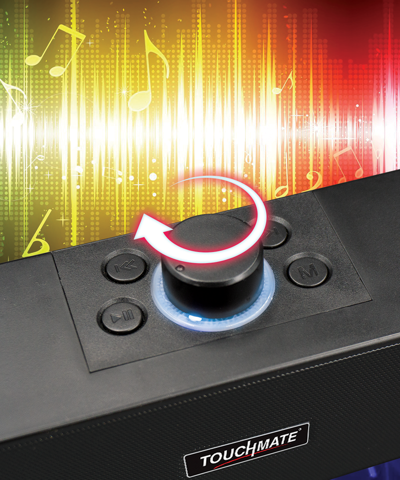 <b><i>TOUCHMATE</i></b> Bluetooth Soundbar Speaker with RGB Lights, Volume Knob, FM & AUX | Loud BASS | USB & SD Card Support