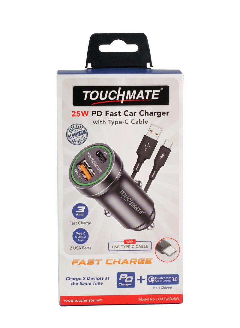 <i>TOUCHMATE</i> 25W PD Fast Car Charger with Type-C Cable