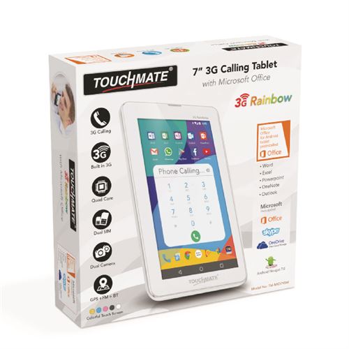 TOUCHMATE 7"  3G Calling Quad Core Tablet  with MS Office - (3G Rainbow) | SKU: TM-MID795W