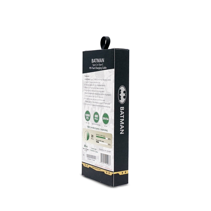 <i>BATMAN</i> Type-C to Type-C PD Fast Charging Cable  | SKU : BM-USB100C