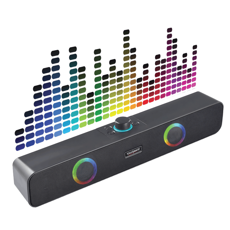 <b><i>TOUCHMATE</bi> Bluetooth Soundbar Speaker with RGB Lights, Volume Knob, FM & AUX | Loud BASS | USB & SD Card Support