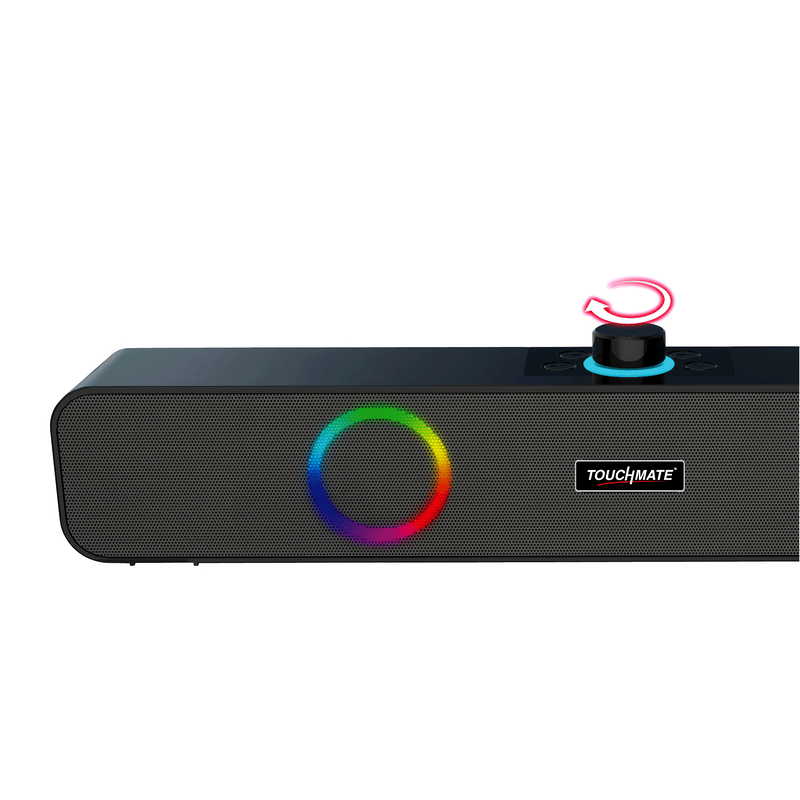 <b><i>TOUCHMATE</i></b> Bluetooth Soundbar Speaker with RGB Lights, Volume Knob, FM & AUX | Loud BASS | USB & SD Card Support