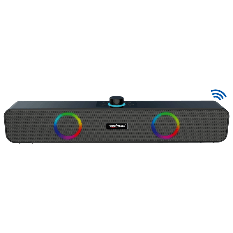 TOUCHMATE Bluetooth Soundbar Speaker with RGB Lights Volume Knob FM AUX Loud BASS USB SD Card Support