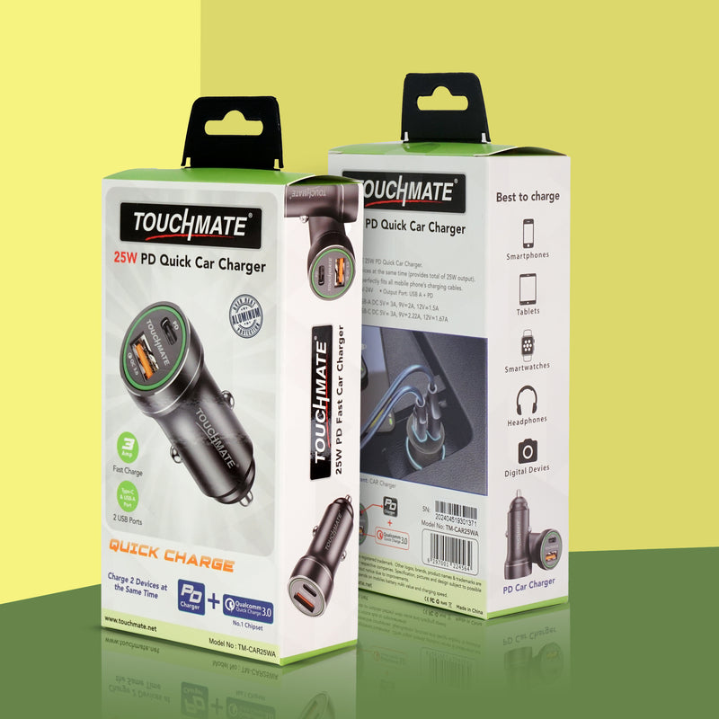<i>TOUCHMATE</i> 25W PD Quick Car Charger