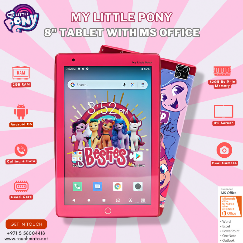 MY LITTLE PONY 8" Tablet with MS Office -  E-Learning & Entertainment Tablet | SKU : TM-MID870LP