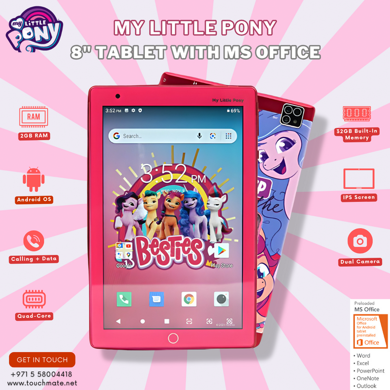 MY LITTLE PONY 8 Tablet with MS Office E Learning Entertainment Tablet SKU TM MID870LP