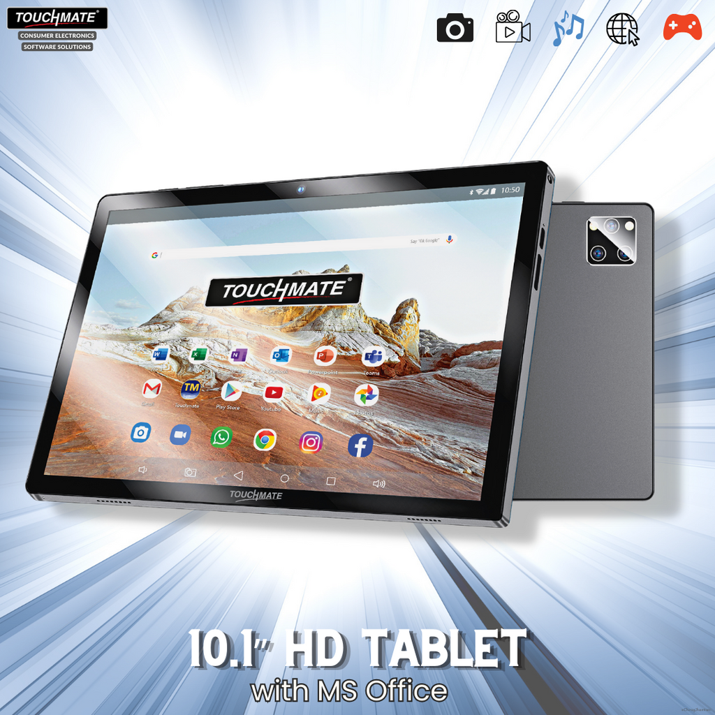 TOUCHMATE 10.1” HD Tablet with MS Office | 64GB Built-In Memory | 4GB