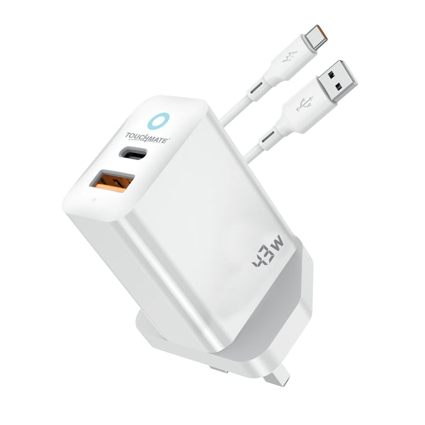 <i>TOUCHMATE</i> Super Fast 43W PD Charger with Type-C Cable