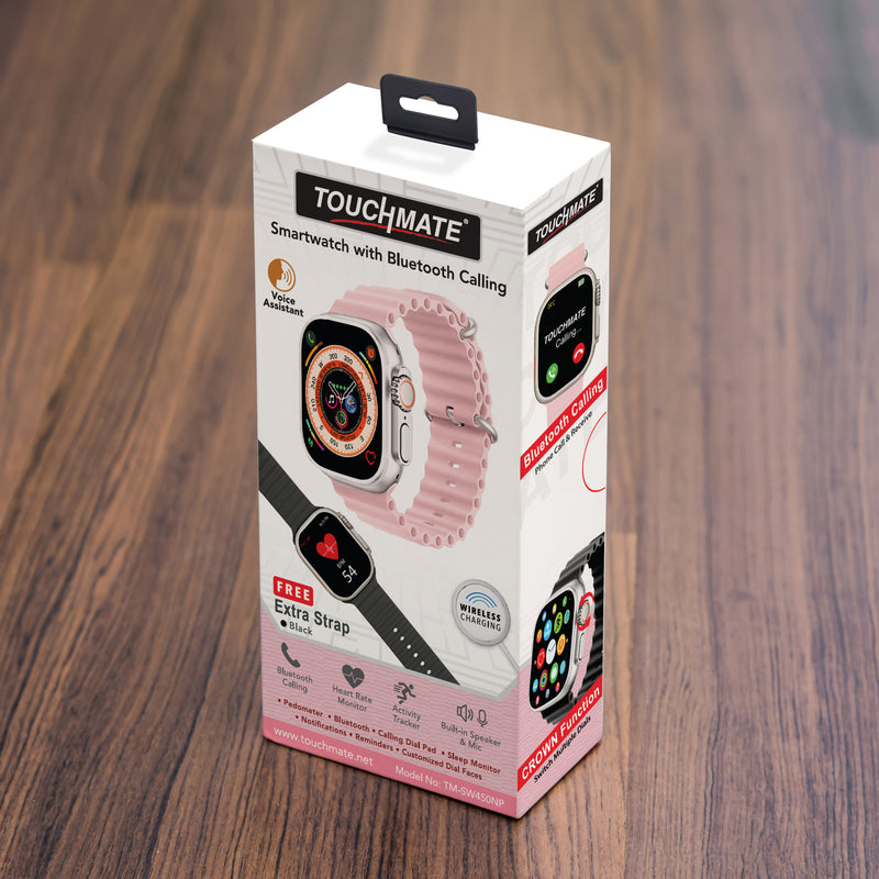 TOUCHMATE Smartwatch with Bluetooth Calling & Extra Strap | Pink