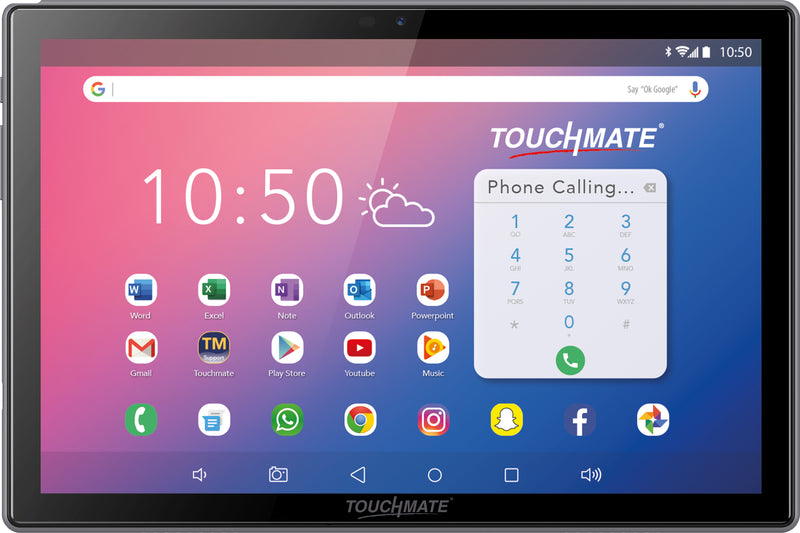 <i>TOUCHMATE</i> 10.1” Octa-Core 4G Calling Tablet with Keyboard Cover & Trackpad | 124GB Memory | 4GB RAM DDR 4