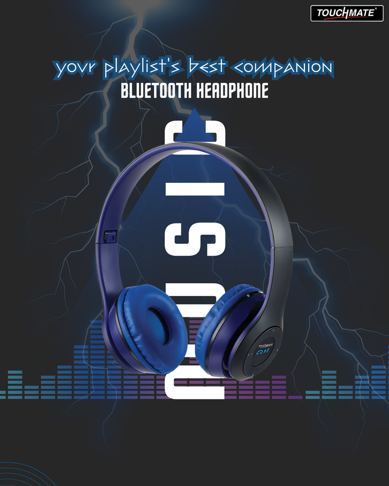 Bluetooth Headphone with Mic FM Aux SD Card Slot