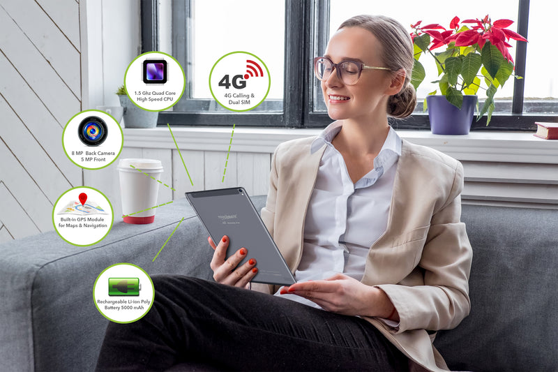 <i>TOUCHMATE</i> 10.1" 4G Calling Quad Core Tablet  with MS Office - (4G Velocity Pro) | SKU: TM-MID1065B