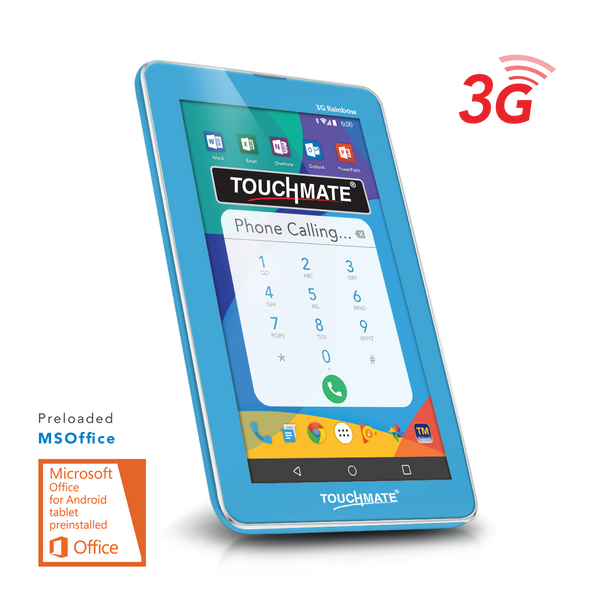 TOUCHMATE 7"  3G Calling Quad Core Tablet  with MS Office - (3G Rainbow) | SKU: TM-MID795BL