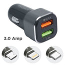 Fast Car Charger with 3-in-1 Charging Cable